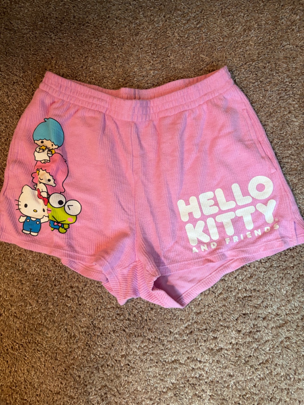 Hello Kitty Light Pink Ribbed Waistband Crop Top